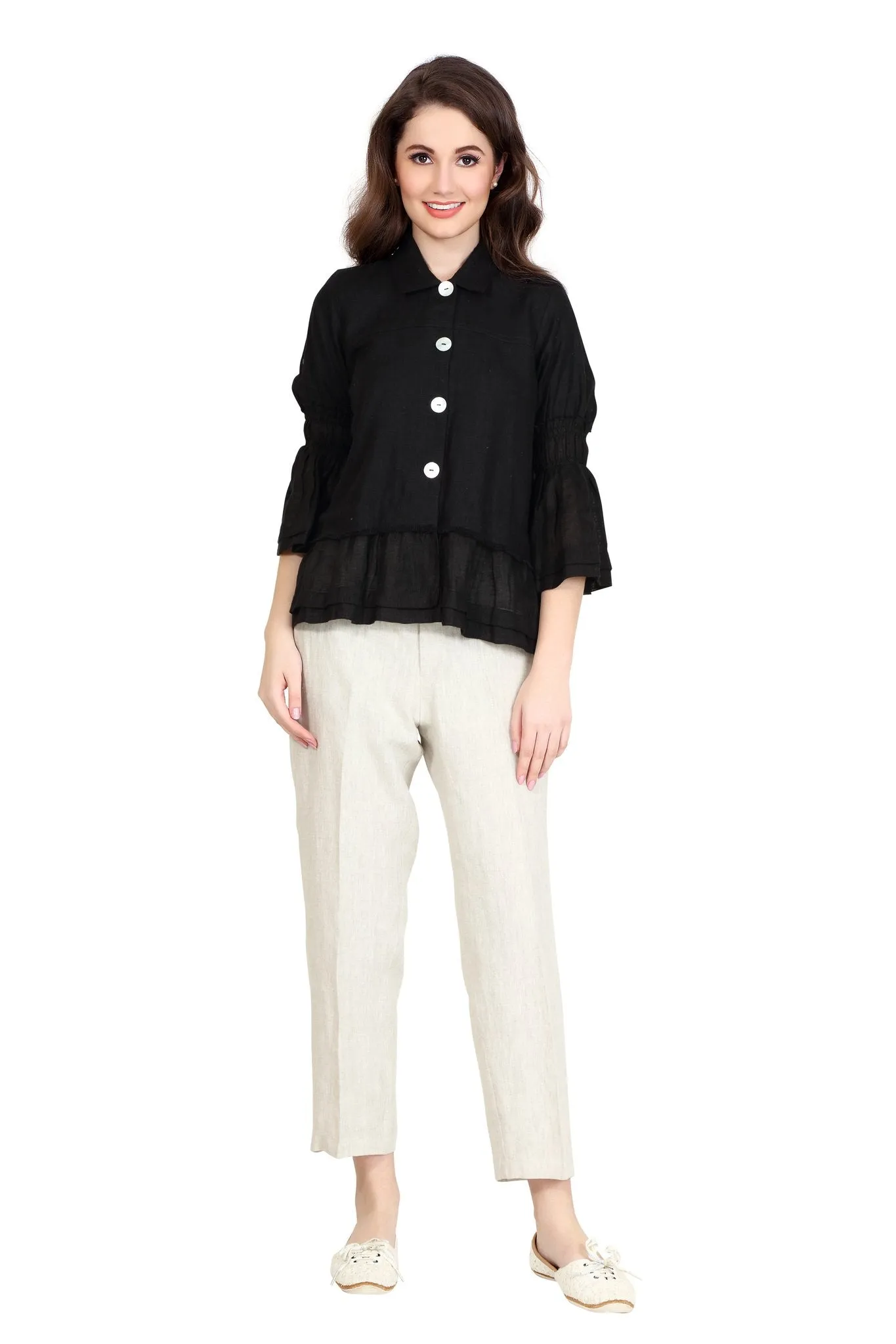 Ruffled Linen Shirt