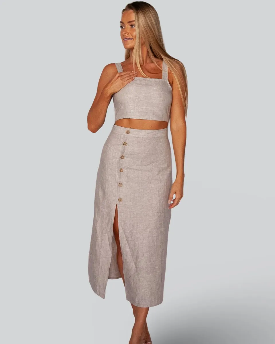 Sabbiosa - Italian Linen Midi Skirt - Mr. Linen Co