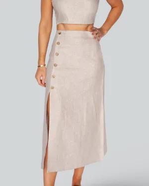 Sabbiosa - Italian Linen Midi Skirt - Mr. Linen Co