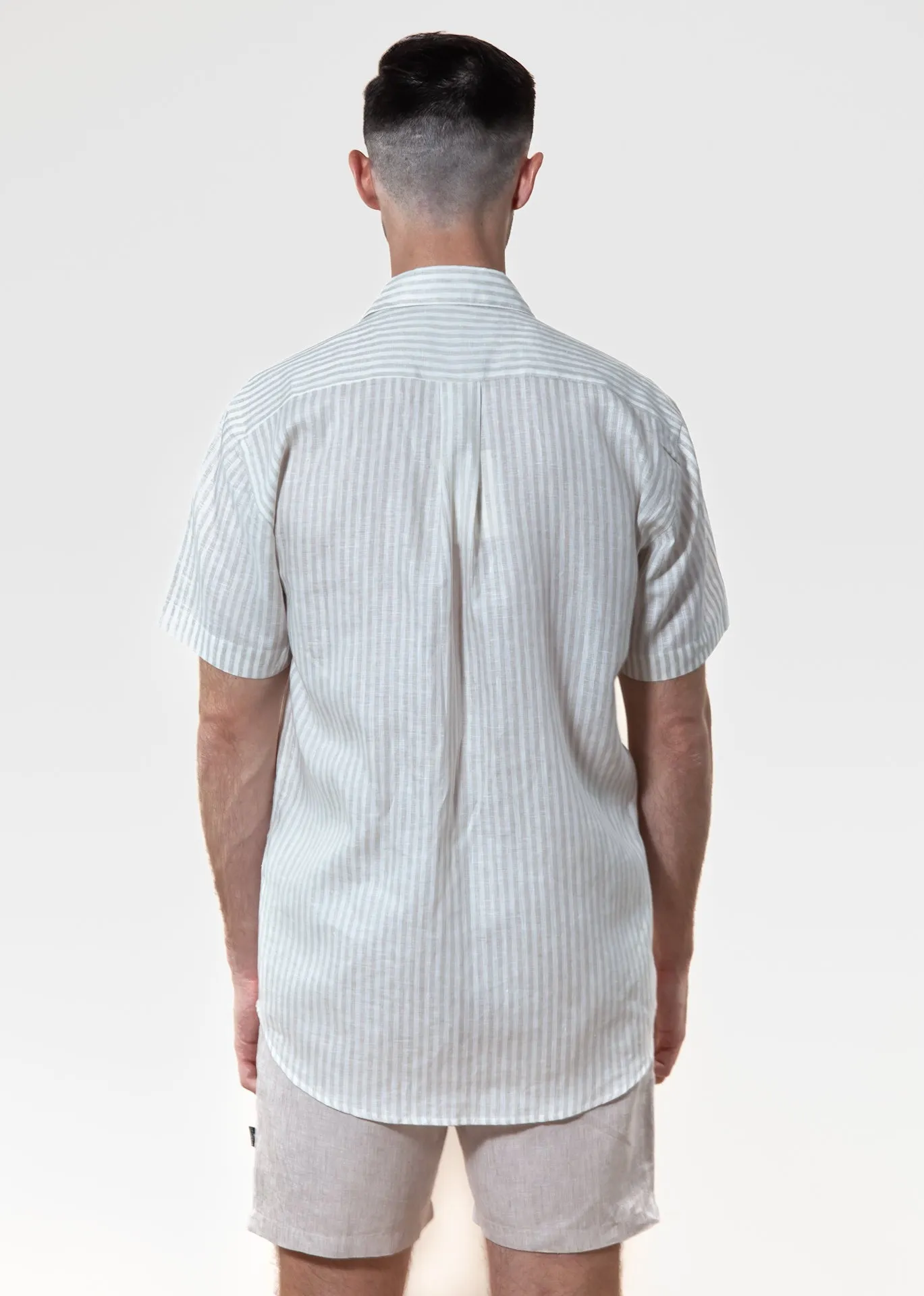 Sabbioso Stripes - Short Sleeve Italian Linen Shirt - Mr. Linen Co