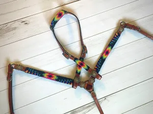 Sale! Hot Pink, Green, Blue, Yellow Aztec Beaded Tack Set