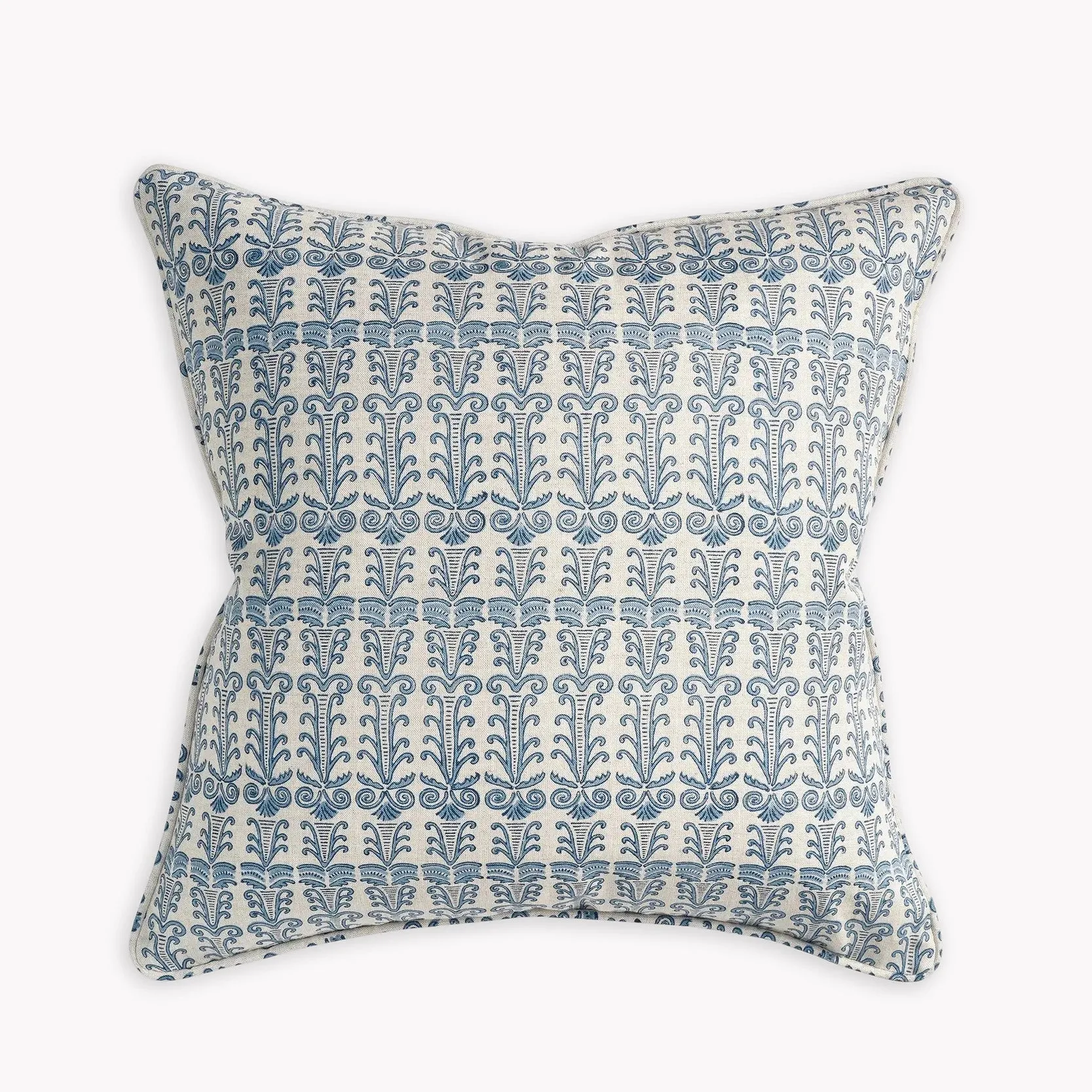 Santorini Linen Block Print Pillow