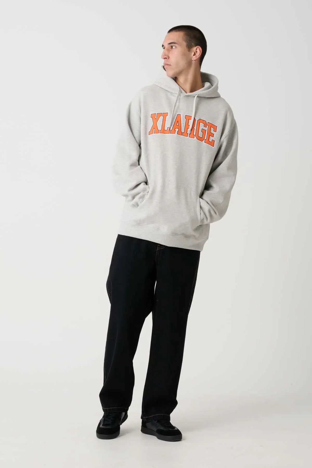 SATIN COLLEGE HOODIE - ASH HEATHER
