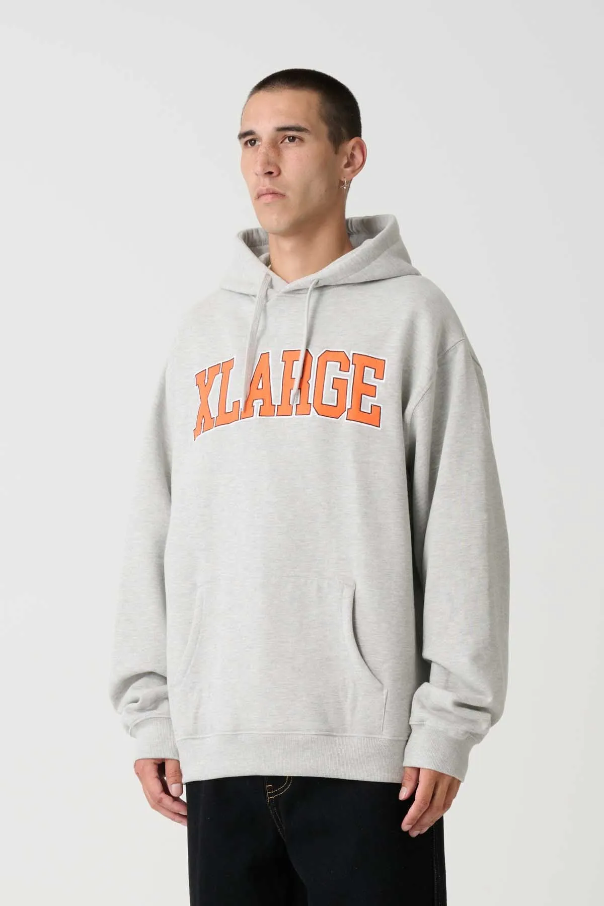 SATIN COLLEGE HOODIE - ASH HEATHER