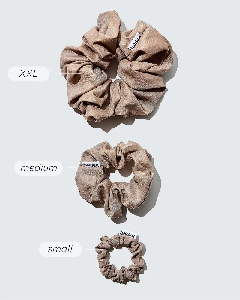 Satin Silk Scrunchies, Small, 5-Pack, Coffee