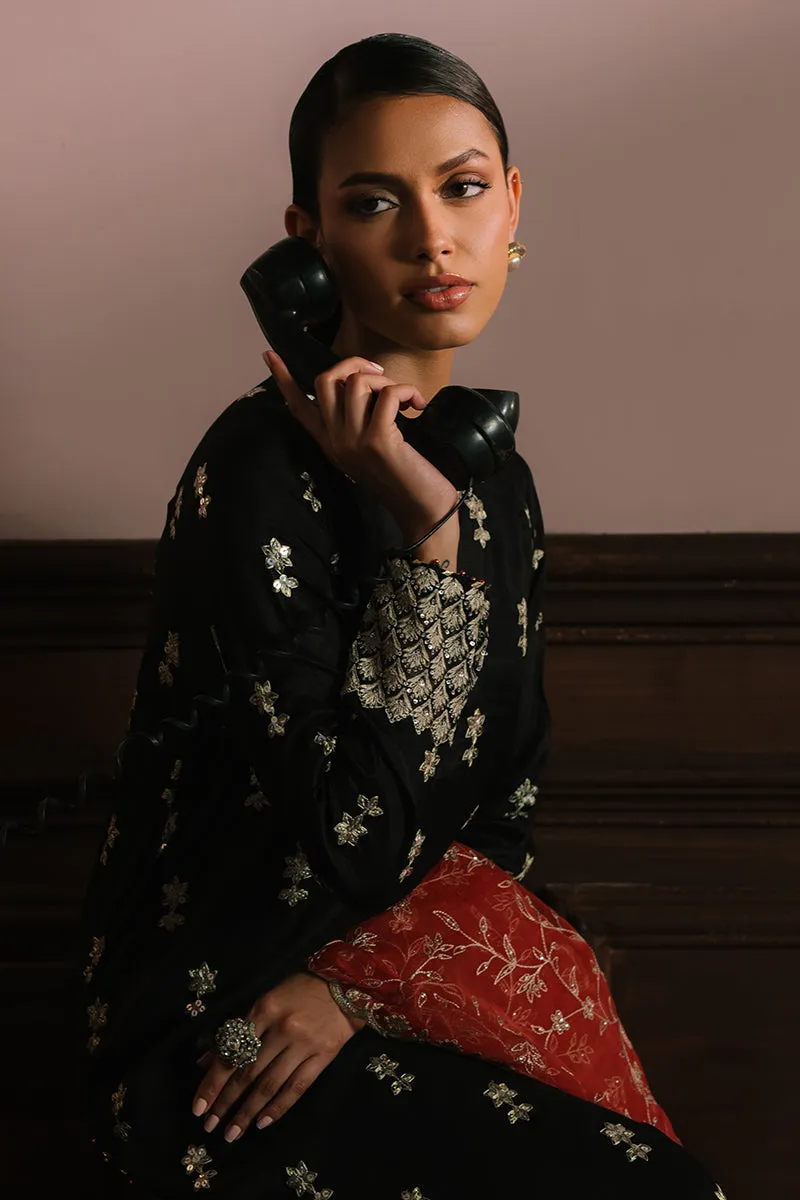 SCARLET CINNABAR-3PC SILK EMBROIDERED SUIT
