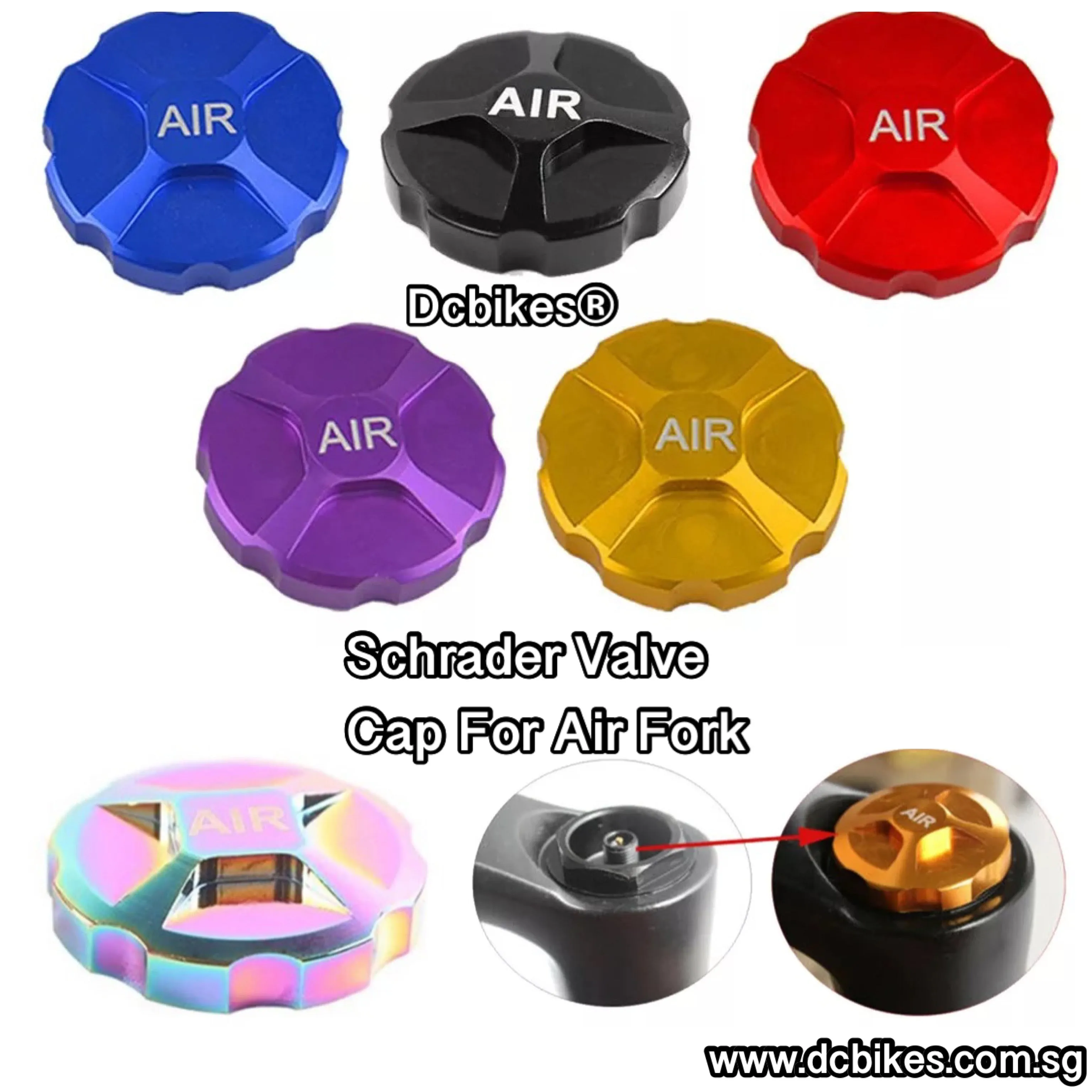 Schrader Valve Anodized Cover Cap For Air Suspension Fork