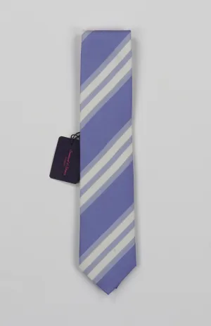 Seaward & Stearn Silk Woven Necktie - Periwinkle Stripe
