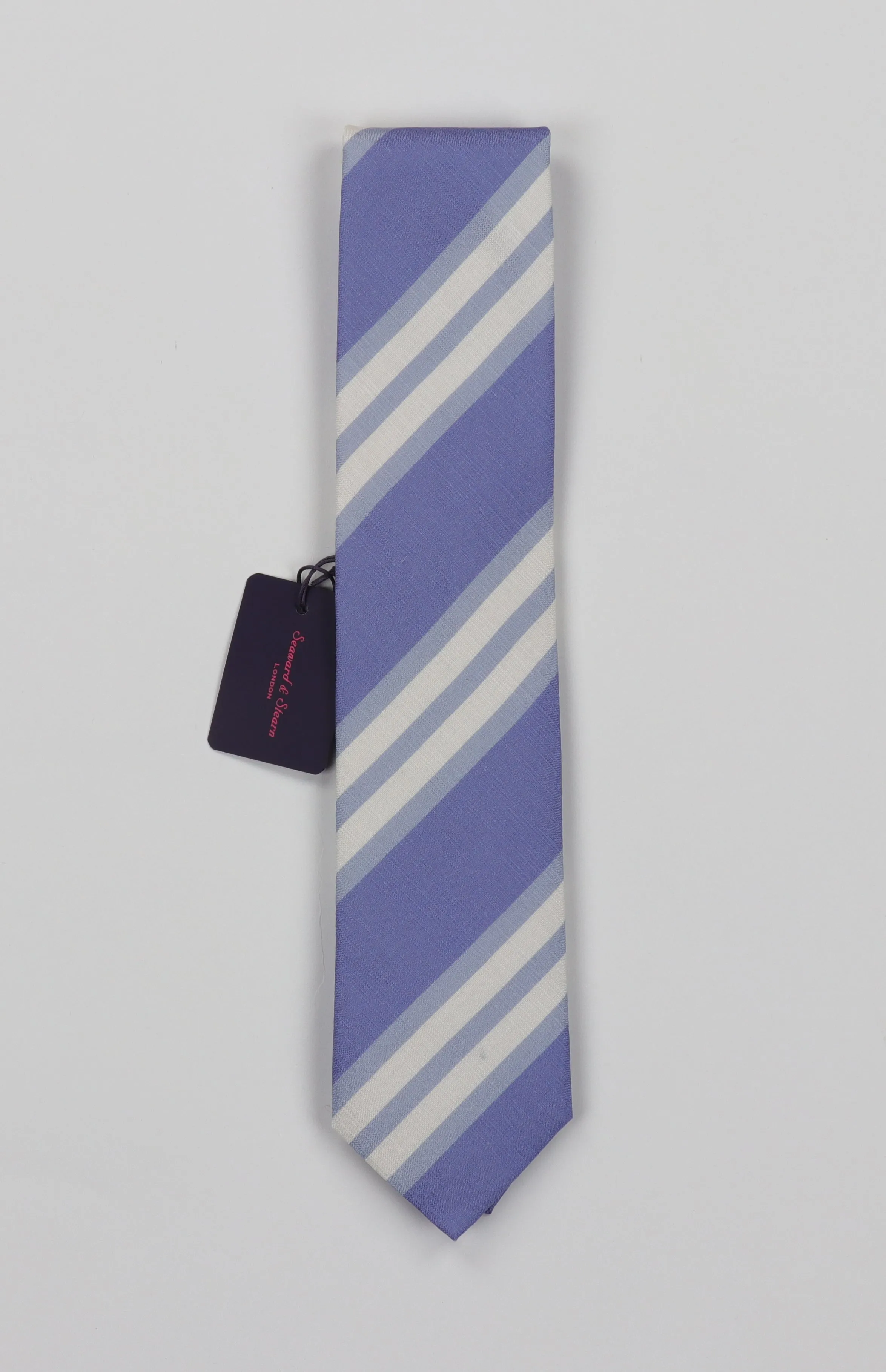 Seaward & Stearn Silk Woven Necktie - Periwinkle Stripe