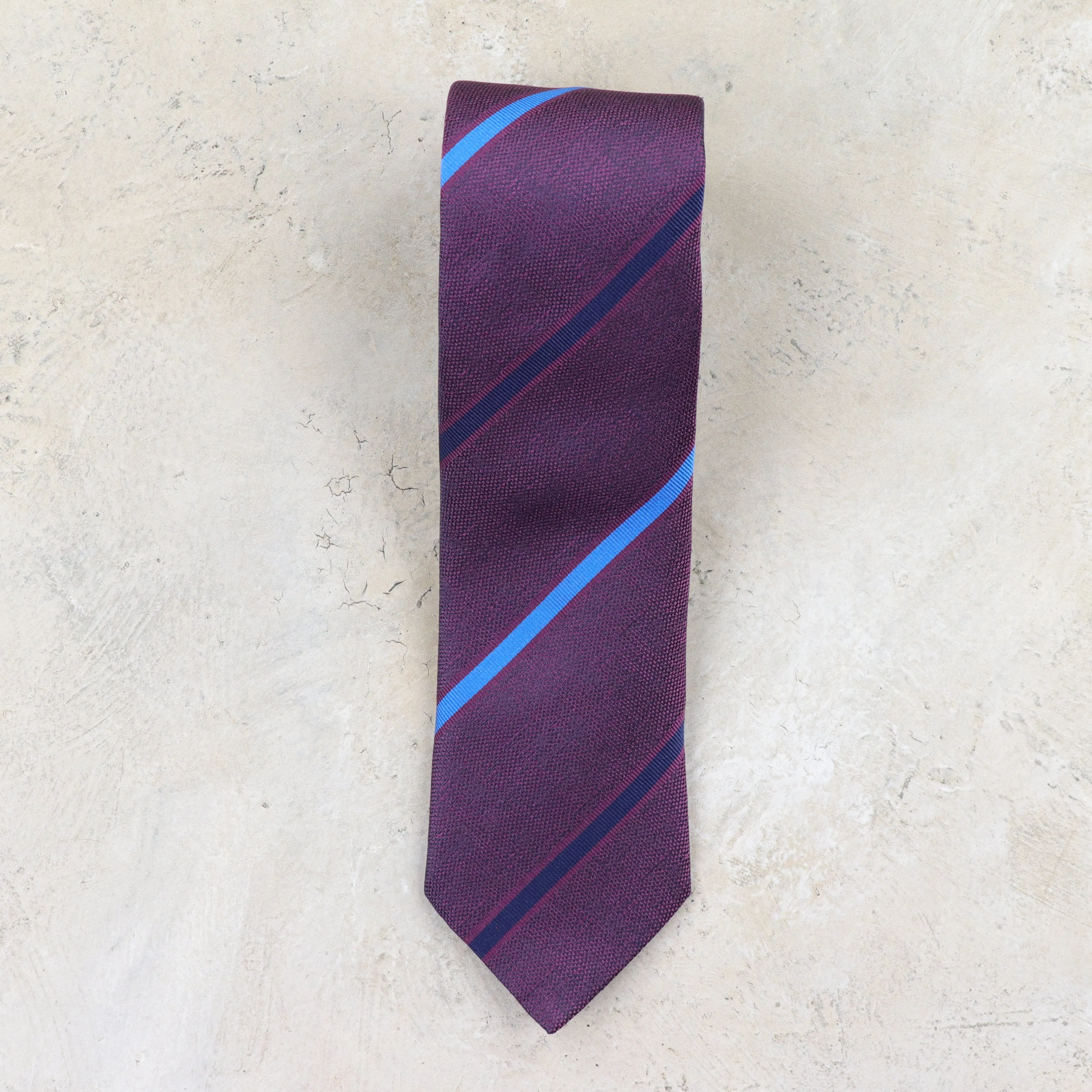 Seaward & Stearn Silk Woven Necktie - Purple & Blue Stripe