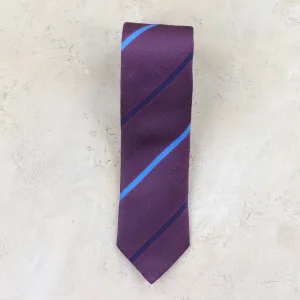Seaward & Stearn Silk Woven Necktie - Purple & Blue Stripe