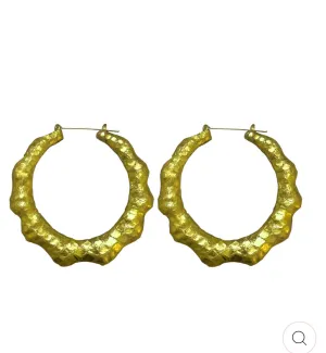 Seville Michelle Cleopatra Gold Leather Hoops (As Worn by Big Ellie Liberty)