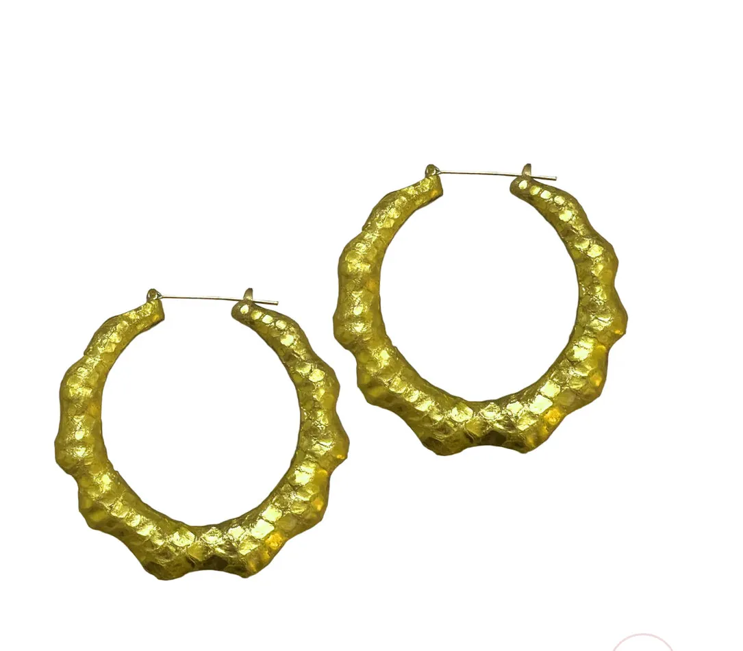 Seville Michelle Cleopatra Gold Leather Hoops (As Worn by Big Ellie Liberty)