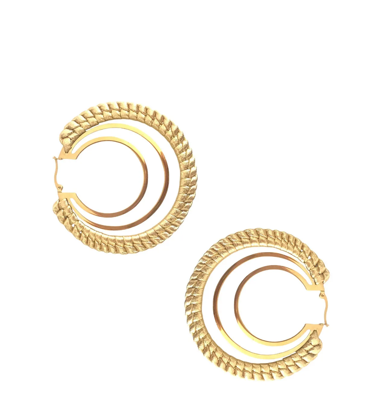 Seville Michelle Gold Isis Malena Woven Leather Hoop Earrings
