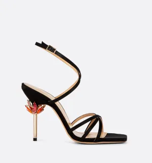 Sienna Blossom Sandal - Black Satin