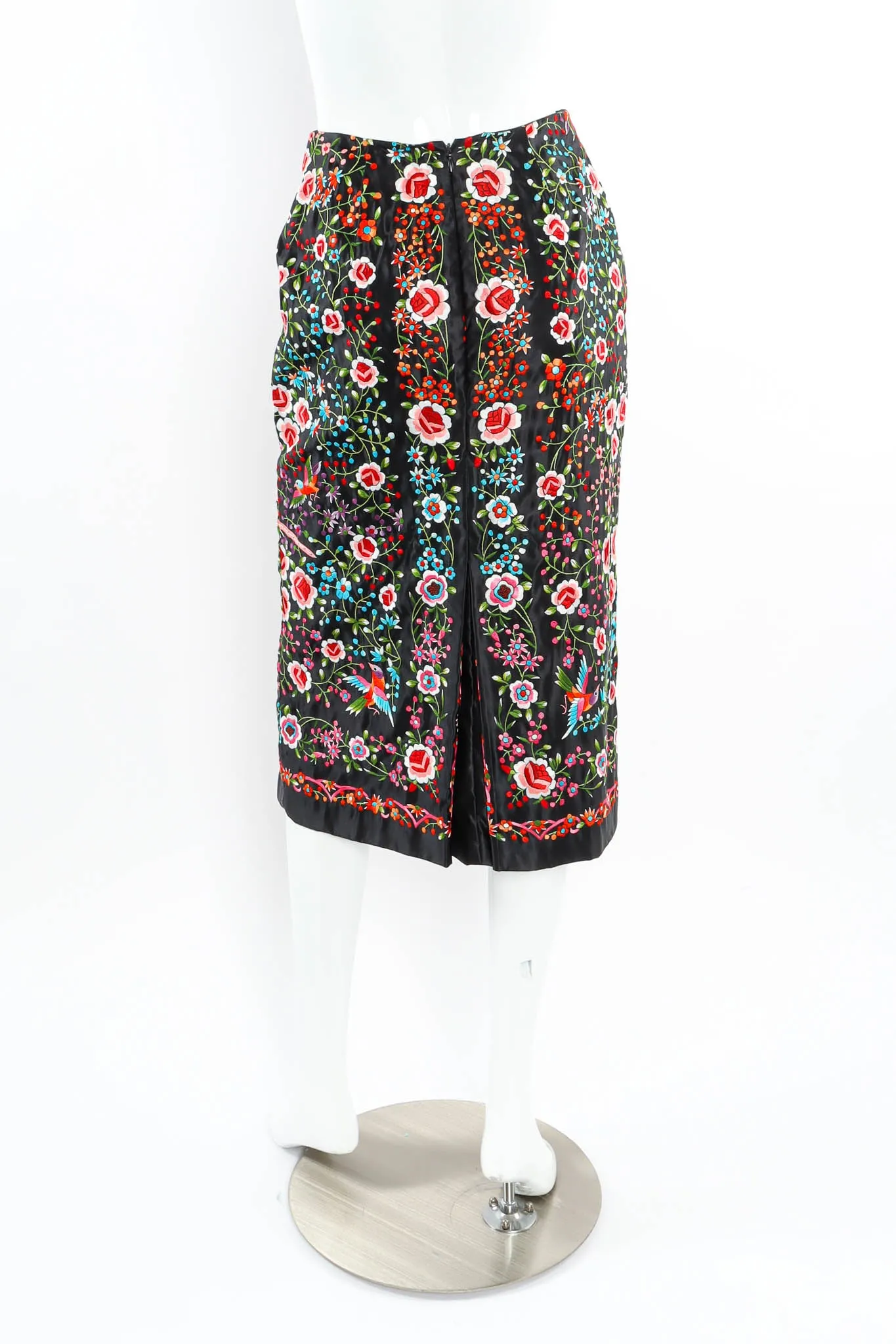 Silk Embroidered Floral Skirt