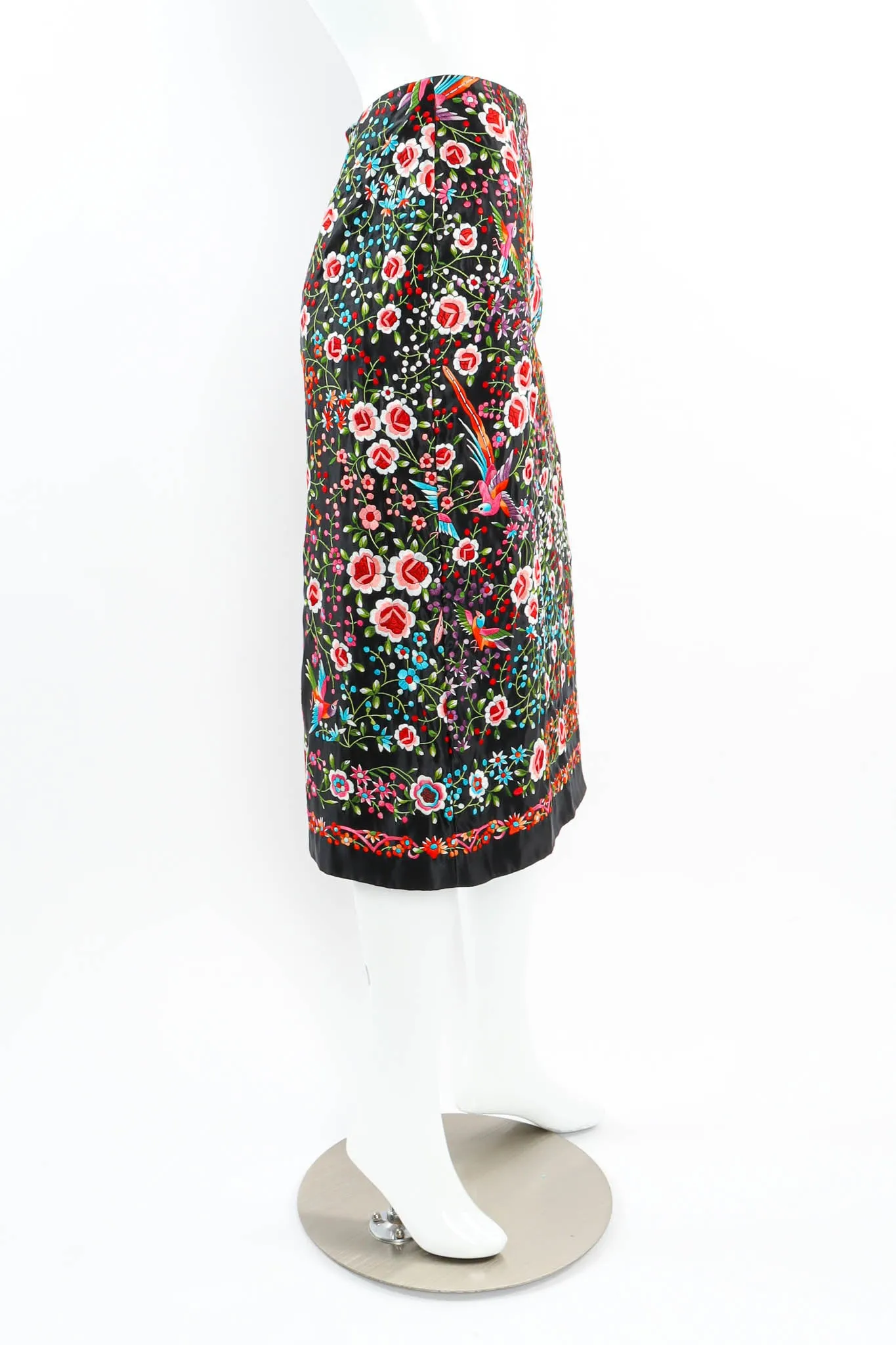 Silk Embroidered Floral Skirt