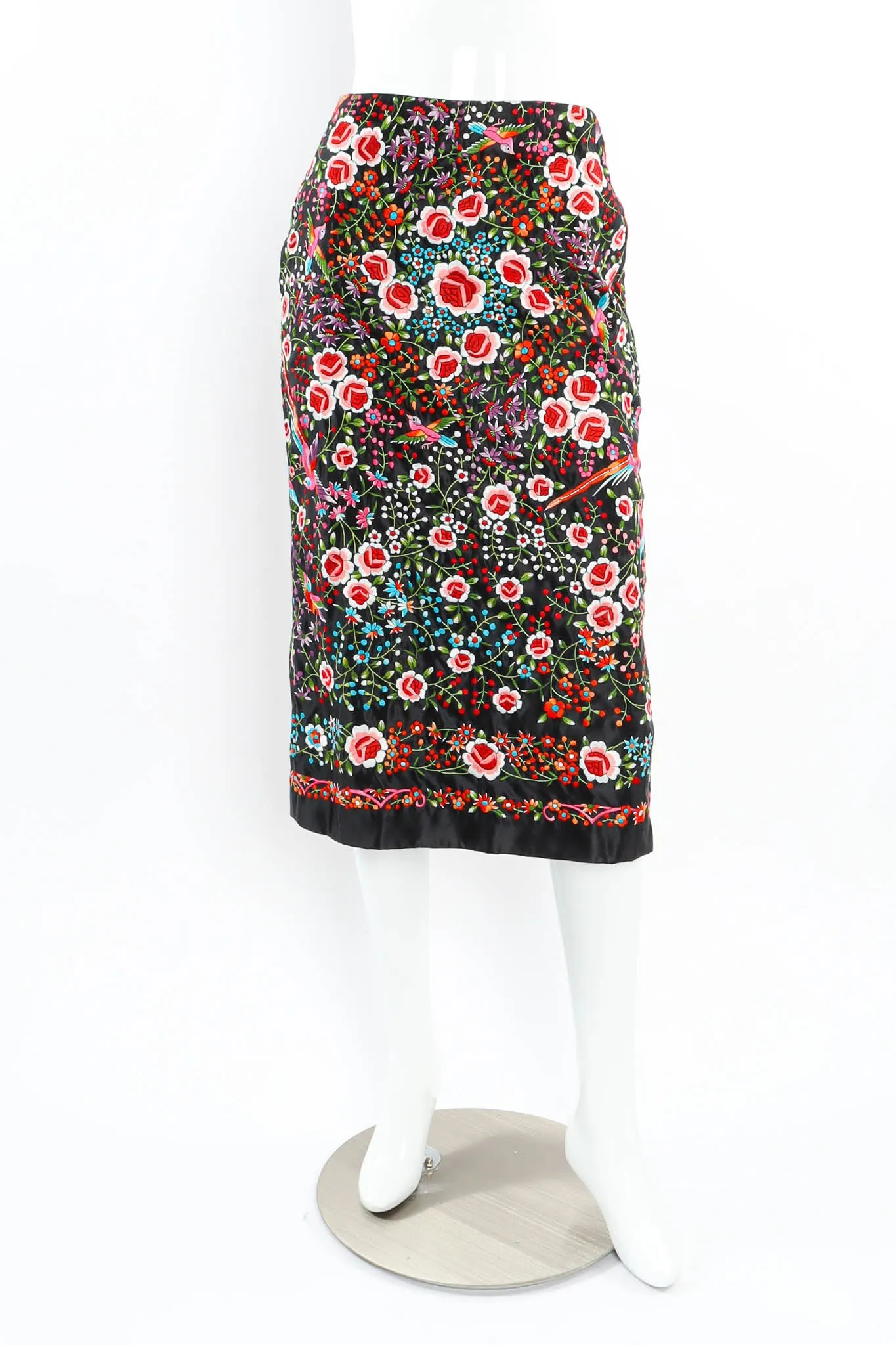 Silk Embroidered Floral Skirt