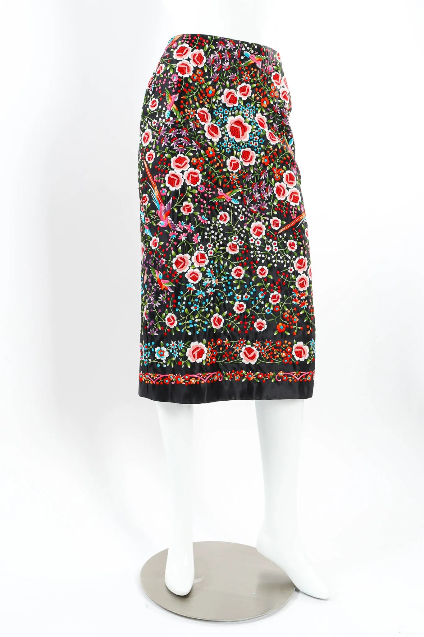 Silk Embroidered Floral Skirt