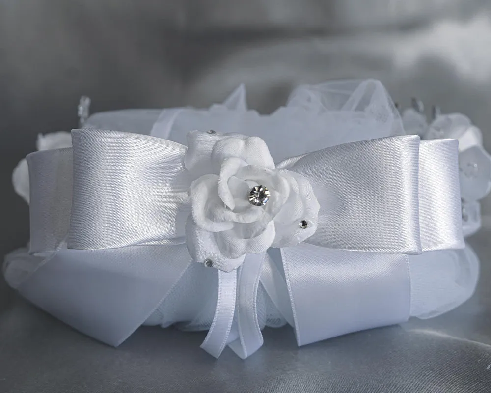 Silk Flowers with Rhinestones First Communion Veil - T-501
