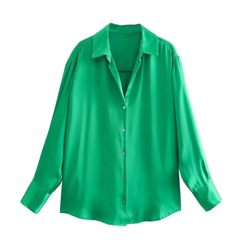 Silk Satin Aura™ | Women's Colorful Blouse Top | Luxurious Silk, Soft Satin Fabric, Stylish Design