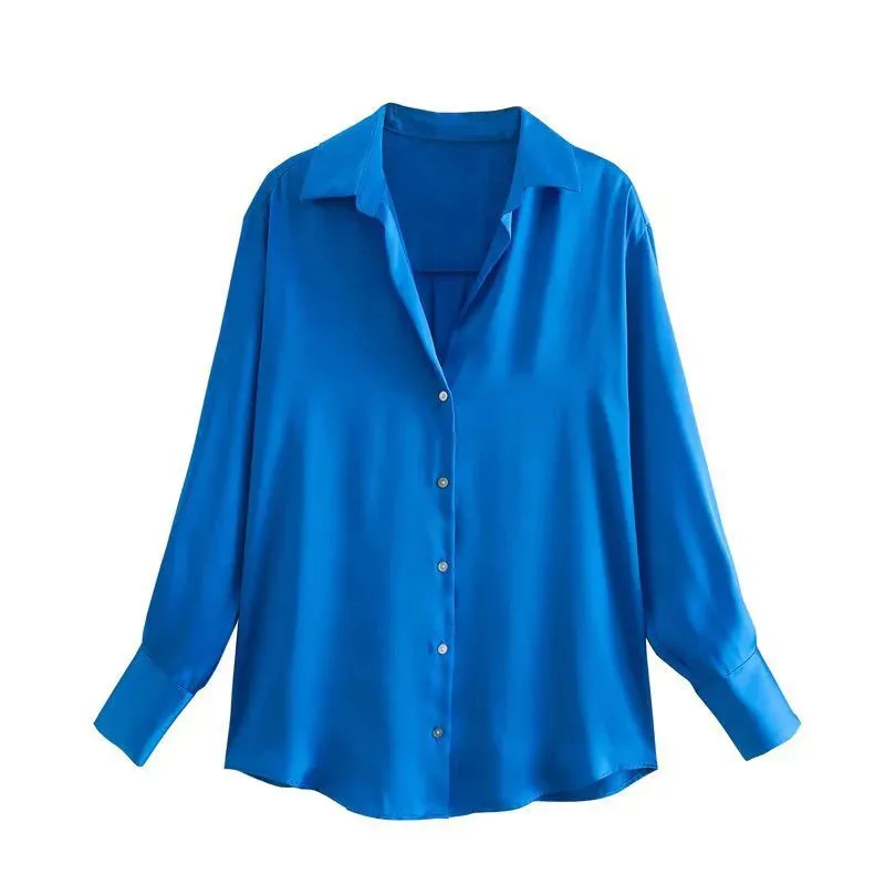 Silk Satin Aura™ | Women's Colorful Blouse Top | Luxurious Silk, Soft Satin Fabric, Stylish Design