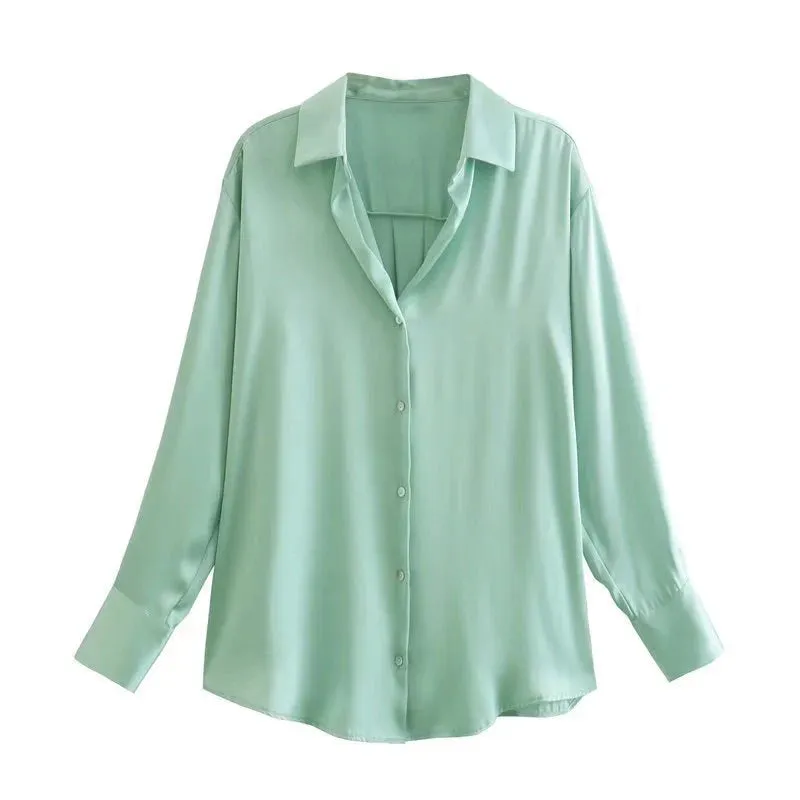 Silk Satin Aura™ | Women's Colorful Blouse Top | Luxurious Silk, Soft Satin Fabric, Stylish Design