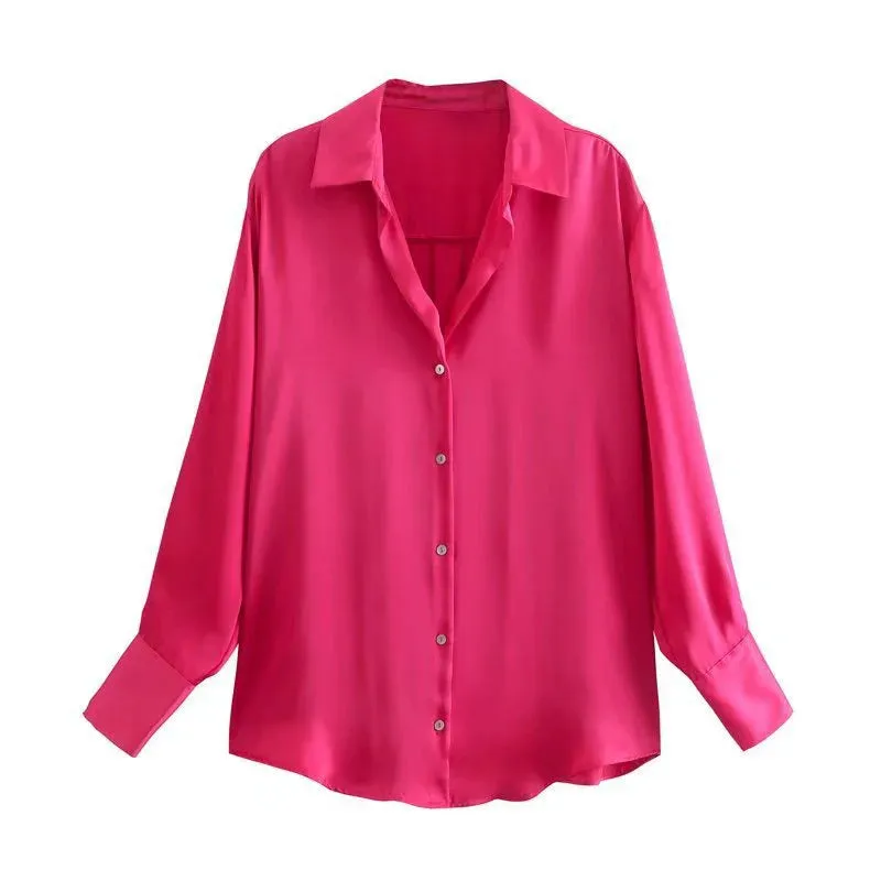 Silk Satin Aura™ | Women's Colorful Blouse Top | Luxurious Silk, Soft Satin Fabric, Stylish Design