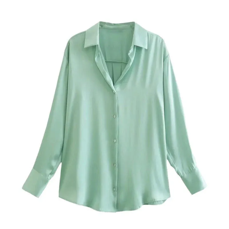 Silk Satin Aura™ | Women's Colorful Blouse Top | Luxurious Silk, Soft Satin Fabric, Stylish Design