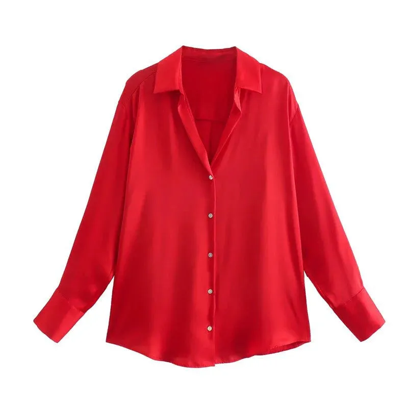 Silk Satin Aura™ | Women's Colorful Blouse Top | Luxurious Silk, Soft Satin Fabric, Stylish Design