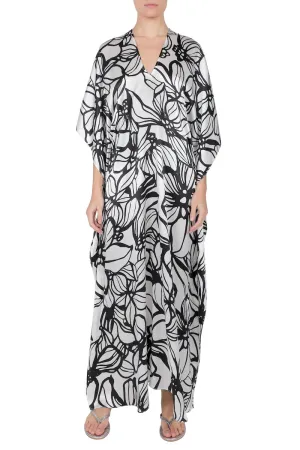Silk Satin Hibiscus Boubou Caftan