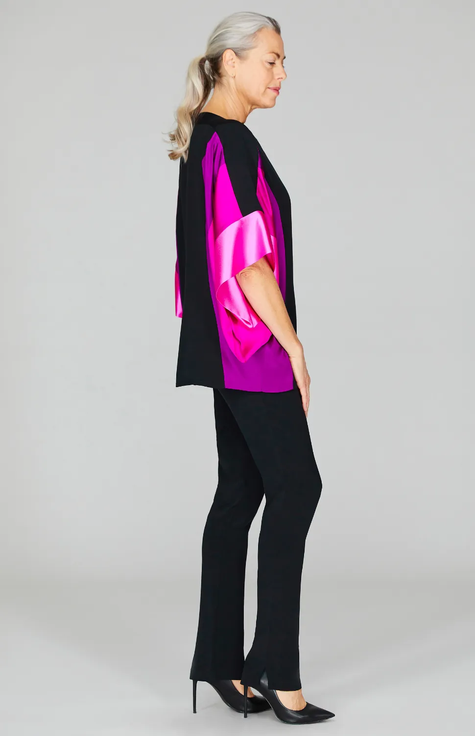 Silk Tunic w/Contrast Satin Bands