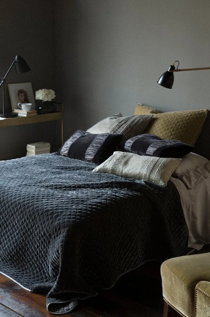 Silk Velvet Quilted Coverlet - Fog - King