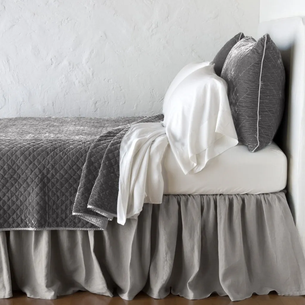 Silk Velvet Quilted Coverlet - Fog - King