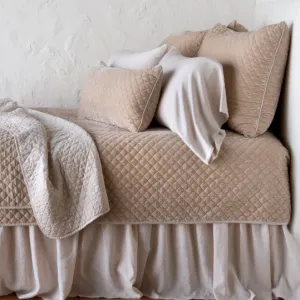 Silk Velvet Quilted Coverlet - Pearl - Queen