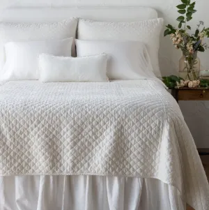 Silk Velvet Quilted Coverlet - Winter White - Queen
