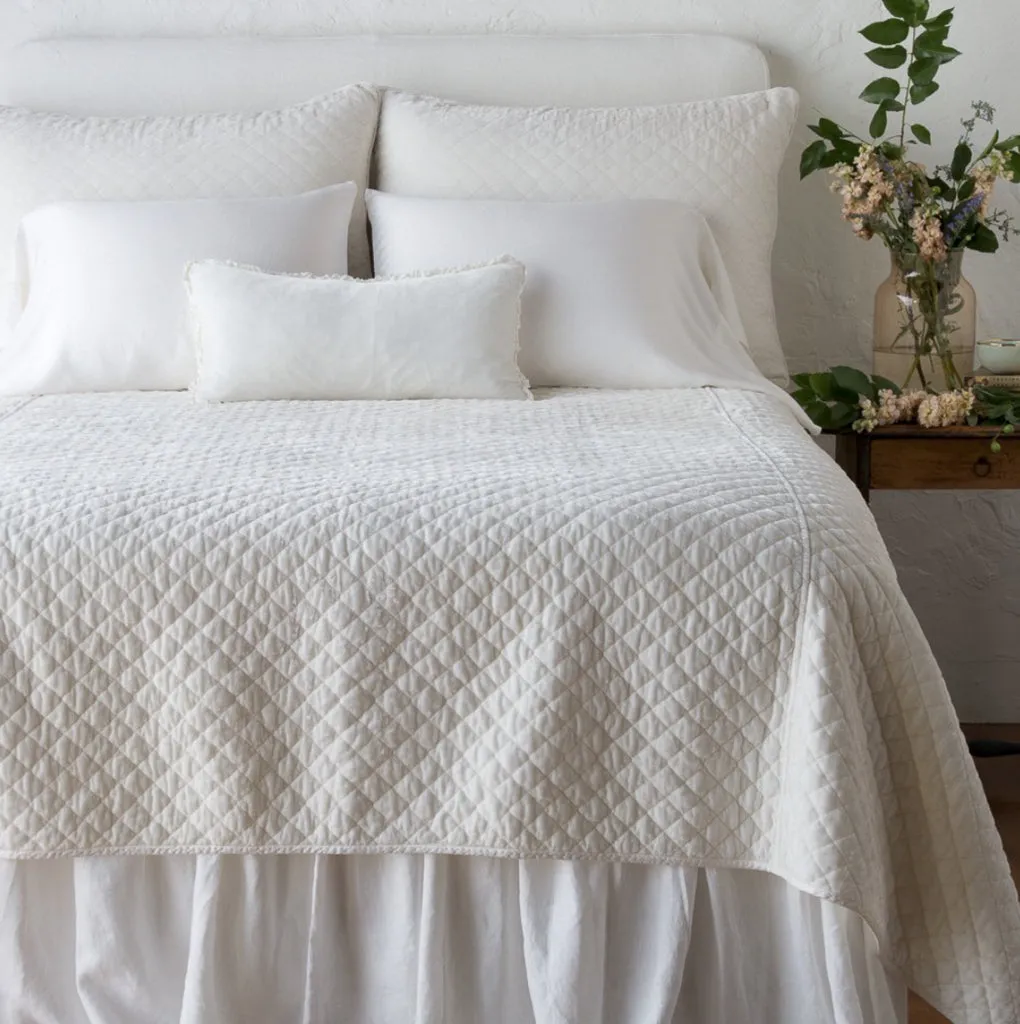 Silk Velvet Quilted Coverlet - Winter White - Queen
