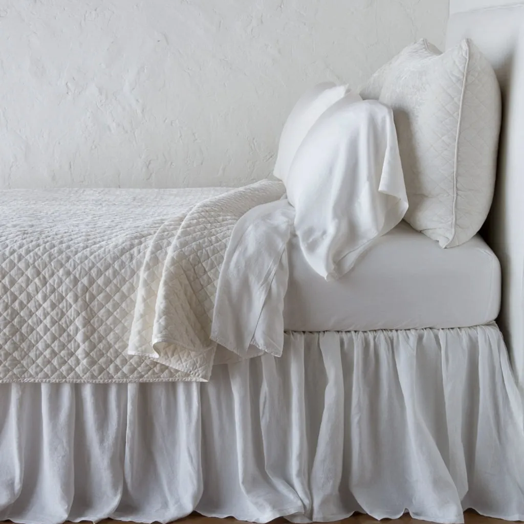 Silk Velvet Quilted Coverlet - Winter White - Queen