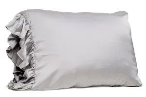Silky Pillowcase w/Ruffle - Gray