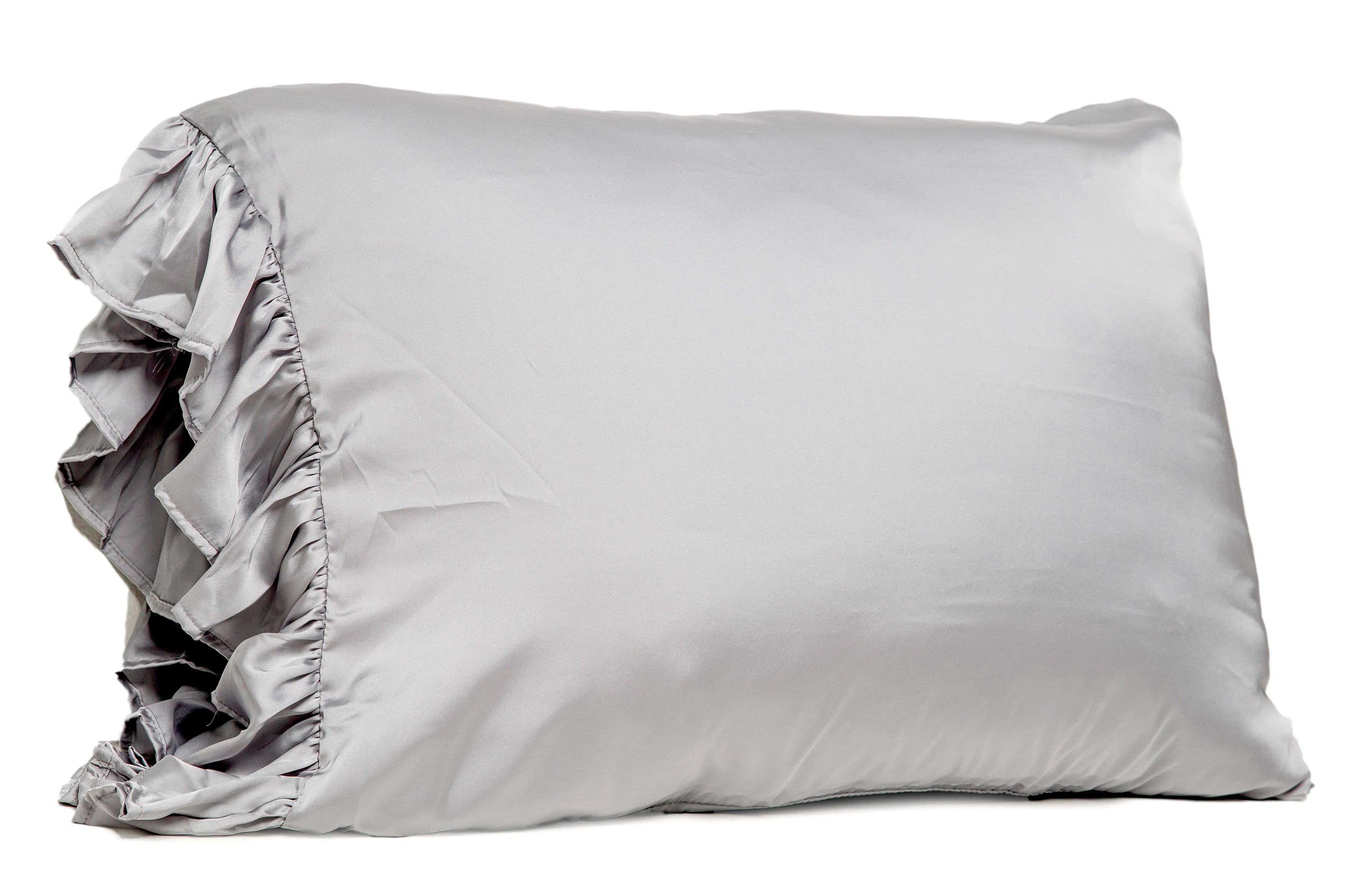 Silky Pillowcase w/Ruffle - Gray