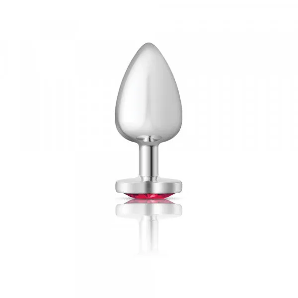 Silver Metal Plug - Heart-Pink-Large