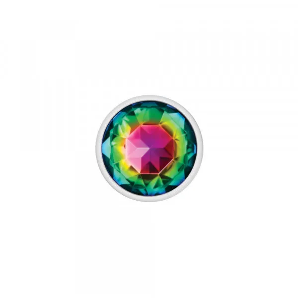 Silver Metal Plug - Round-Rainbow-Med