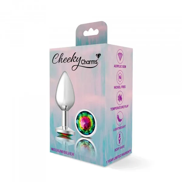 Silver Metal Plug - Round-Rainbow-Med
