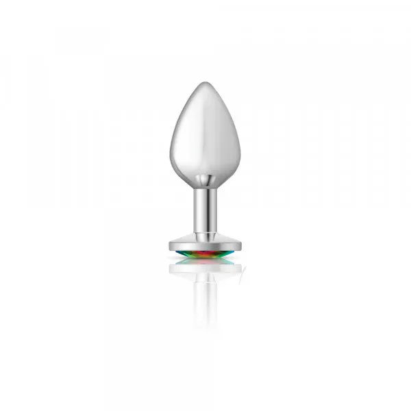 Silver Metal Plug - Round-Rainbow-Med