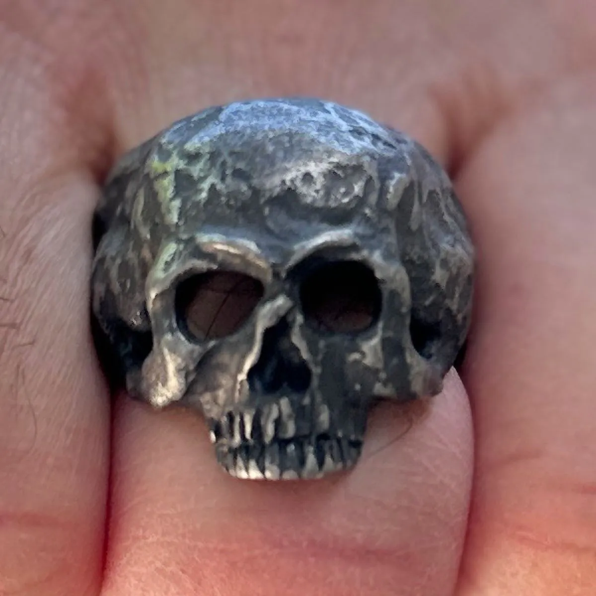 Skolljarnhamarr (Old Norse for "Skull-Iron") Skull Ring (#638)