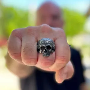 Skolljarnhamarr (Old Norse for "Skull-Iron") Skull Ring (#638)
