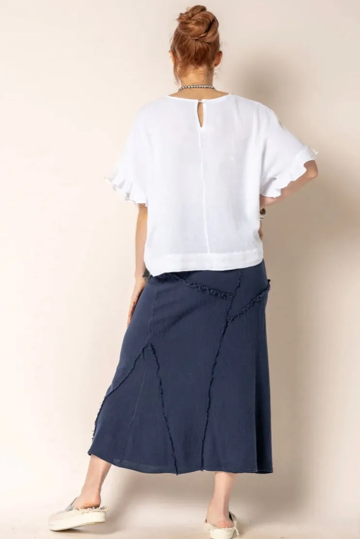Skyla Linen Skirt In Navy