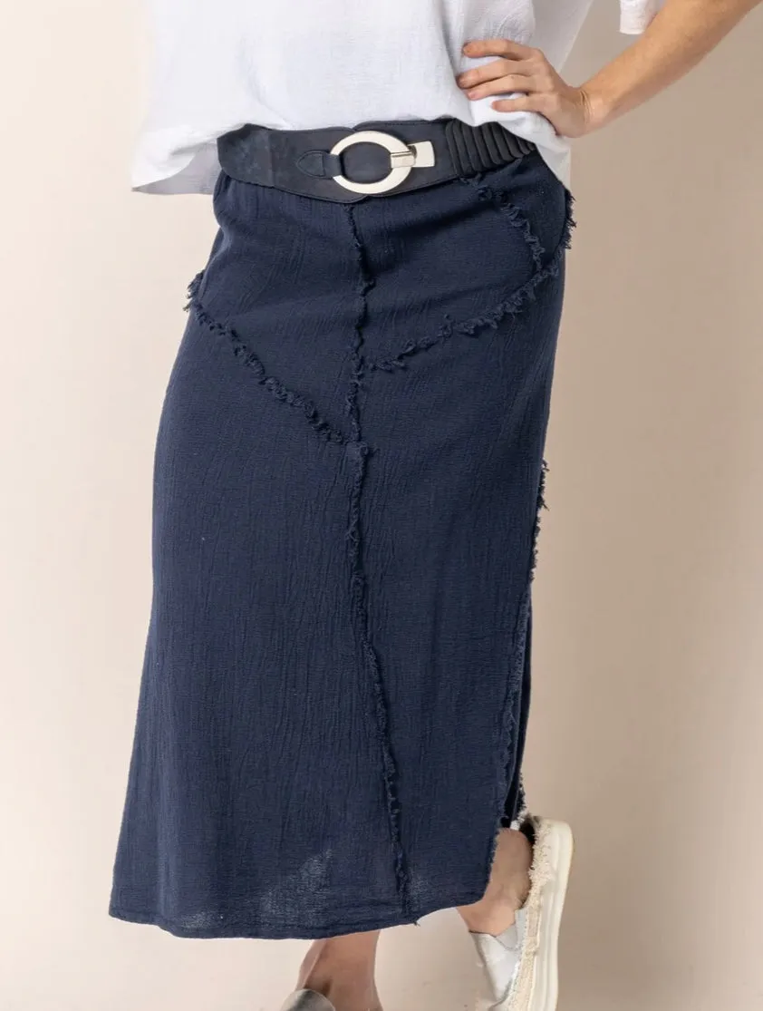 Skyla Linen Skirt In Navy