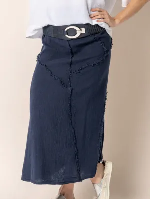 Skyla Linen Skirt In Navy