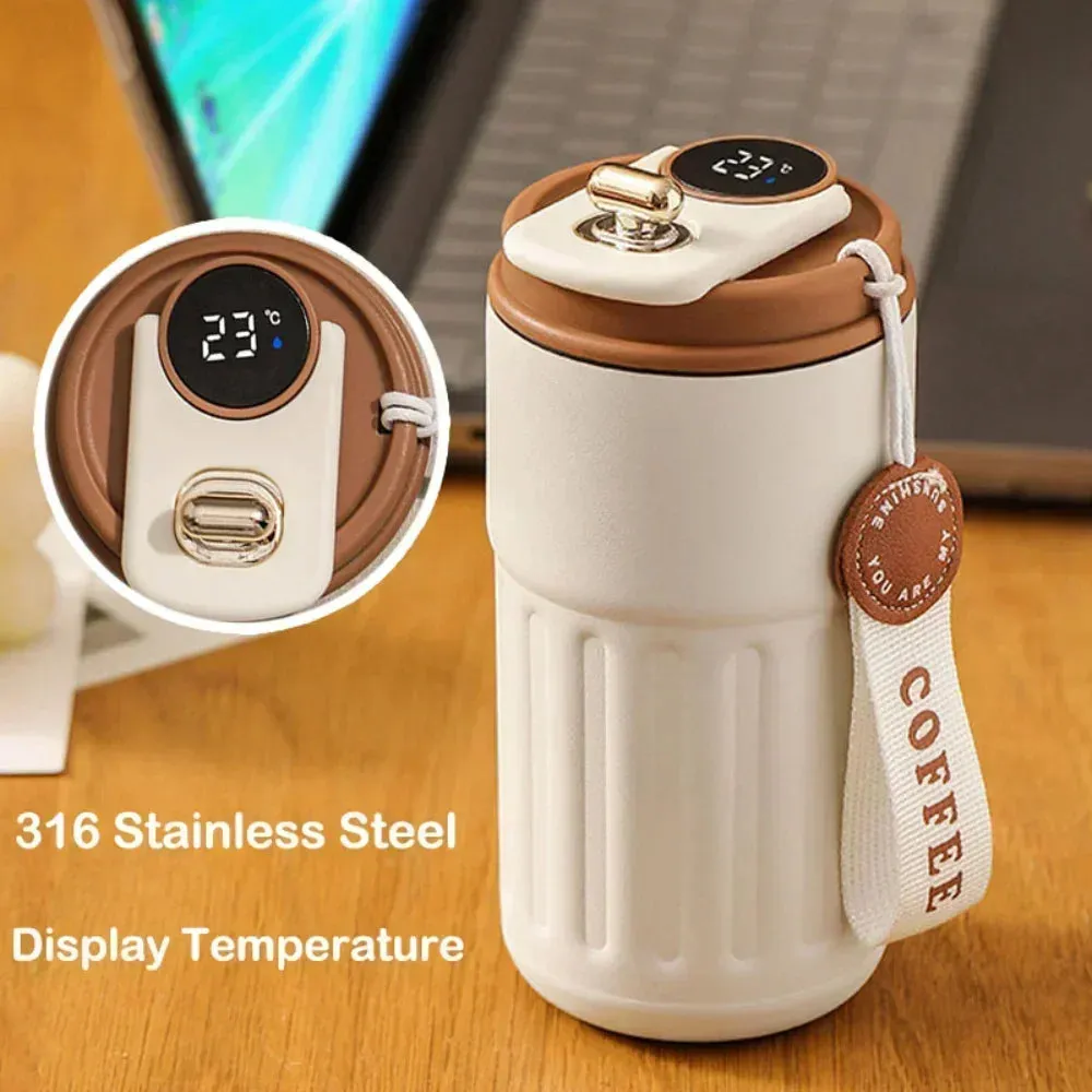 Smart Thermos Bottle – 450ml Stainless Steel Vacuum Cup with Temperature Display